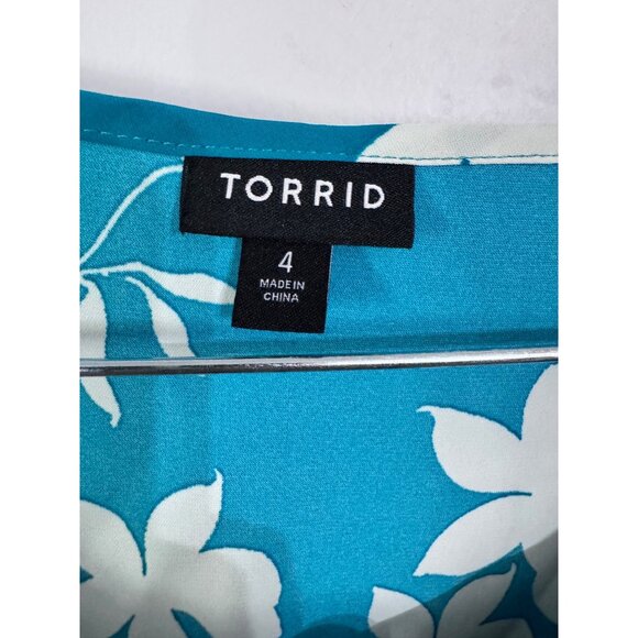 Torrid tea length studio crepe de chine tie neck tiered‎ dress size 4x floral - Picture 5 of 7